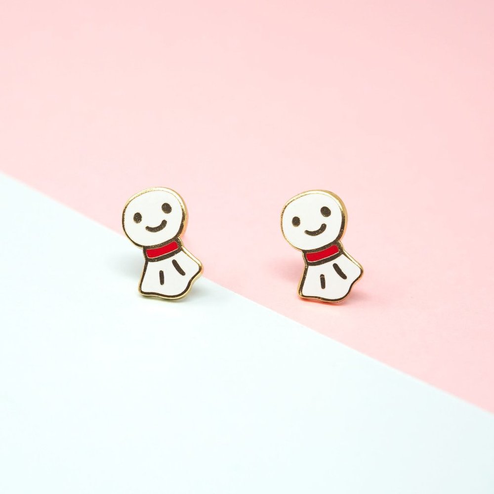 Handcrafted Red TeruTeru Bōzu Enamel Stud Earrings